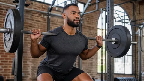 Man lifting a loaded barbell in a bright brick-walled gym
