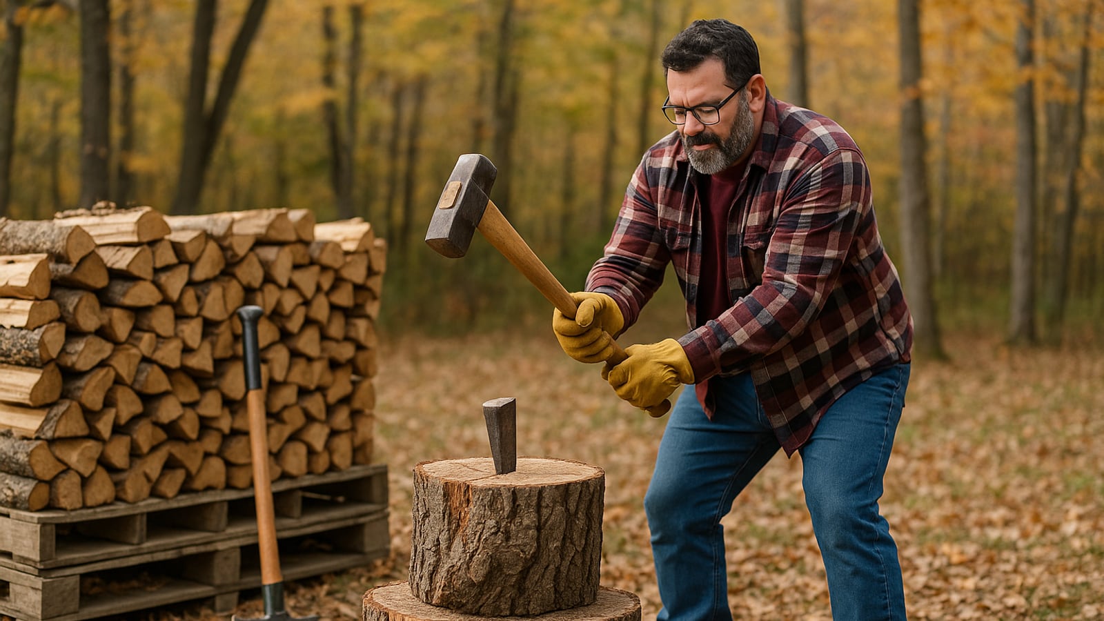 Splitting a cord by hand without wrecking your back