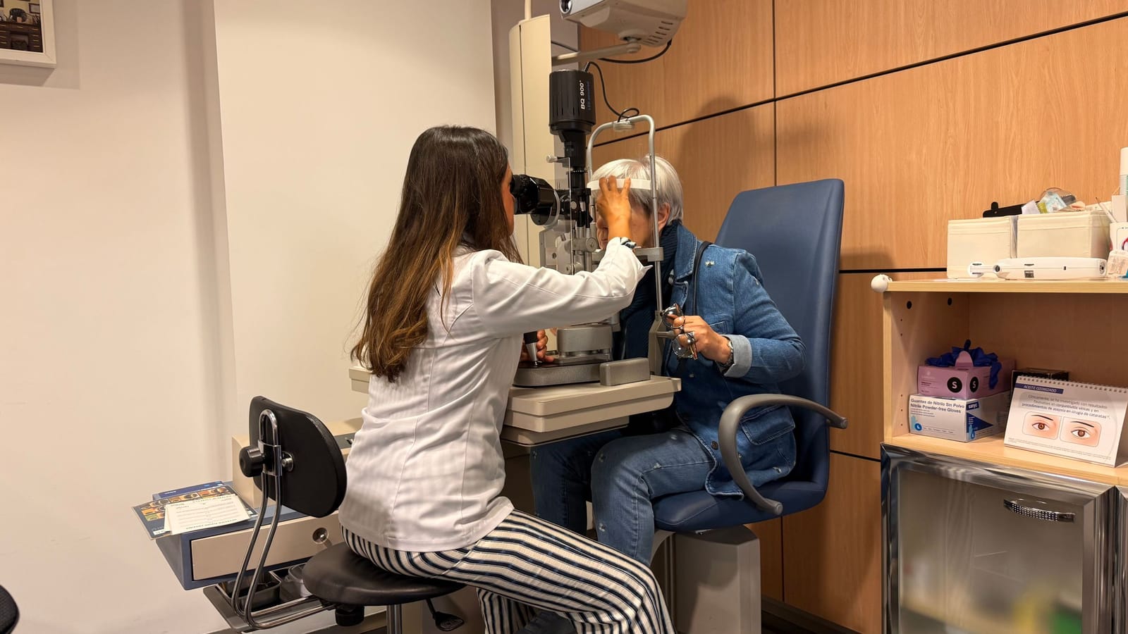 Macular degeneration warns you first, usually with a bent line