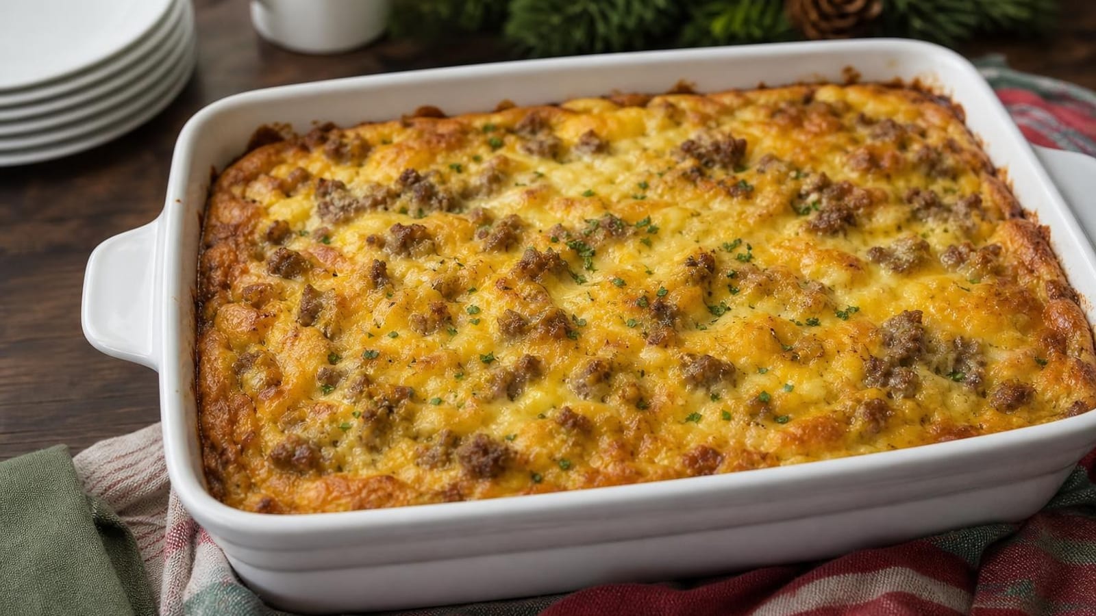 Make This Cheesy Sausage Breakfast Casserole on Christmas Eve